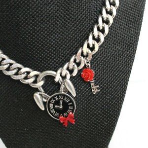 Disney | Jewelry | Disney Alice In Wonderland Rabbit Clock Silver Tone ...